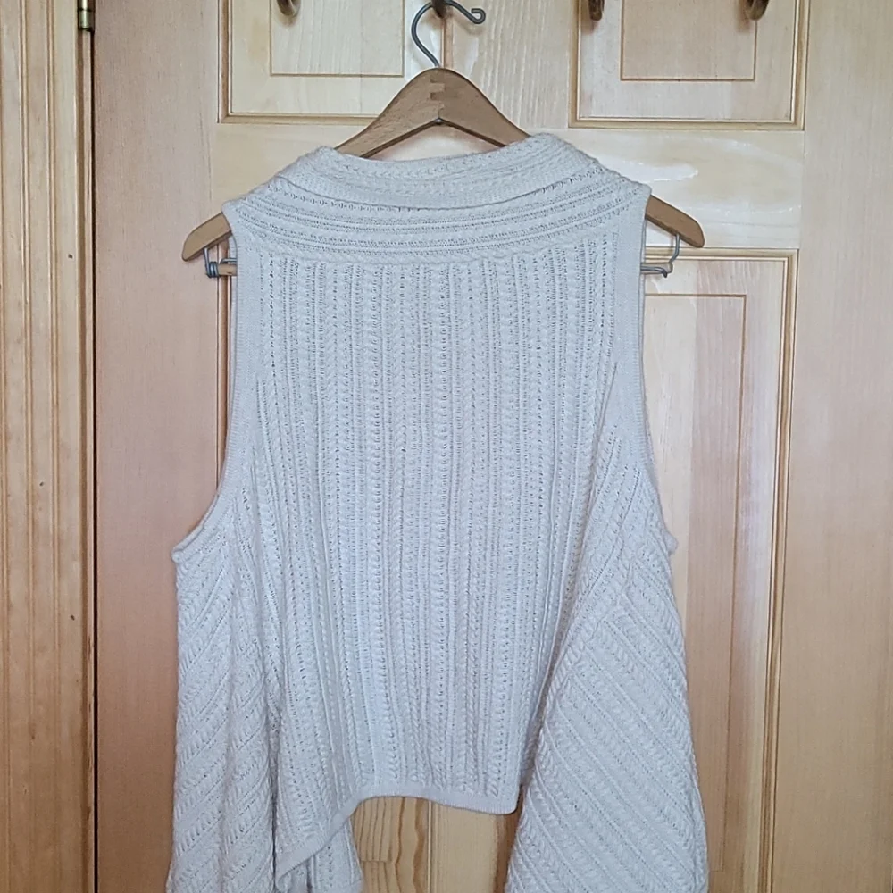 J. Jill women's ivory cableknit waterfall shrug - Picture 5 of 5